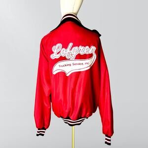 Vintage Butwin Lofgren Trucking Company Red Bomber Style Jacket